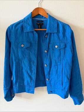 100% Linen Jones New York Royal Blue Jacket